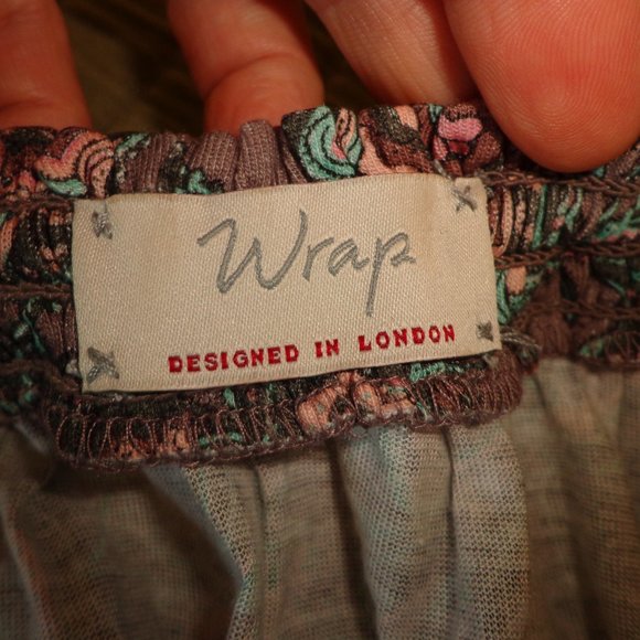 BRAND NEW Wrap Paisley Dress 2 Dusty Rose Short Raglan Sleeves Scoop Tie Neck - Picture 3 of 16